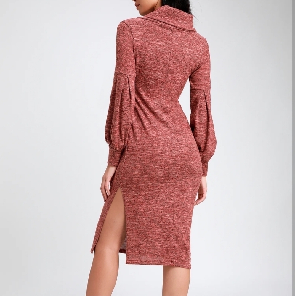 𝅺Lulu's Mattea Heathered Red Cowl Neck Midi Sweater Dress XS NWOT - Picture 8 of 16